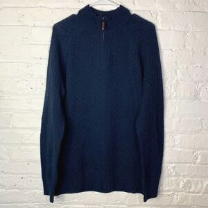 Smartwool 1/4 Zip‎ Knit Sweater Mens Large Merino Wool Blue Long Sleeve Pullover
